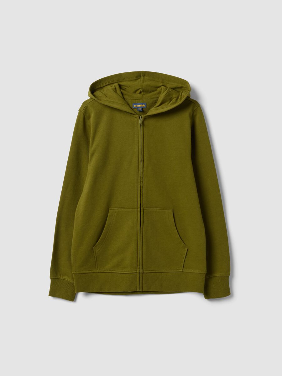 Green organic cotton hooded sweatshirt, regular fit, for boys_0