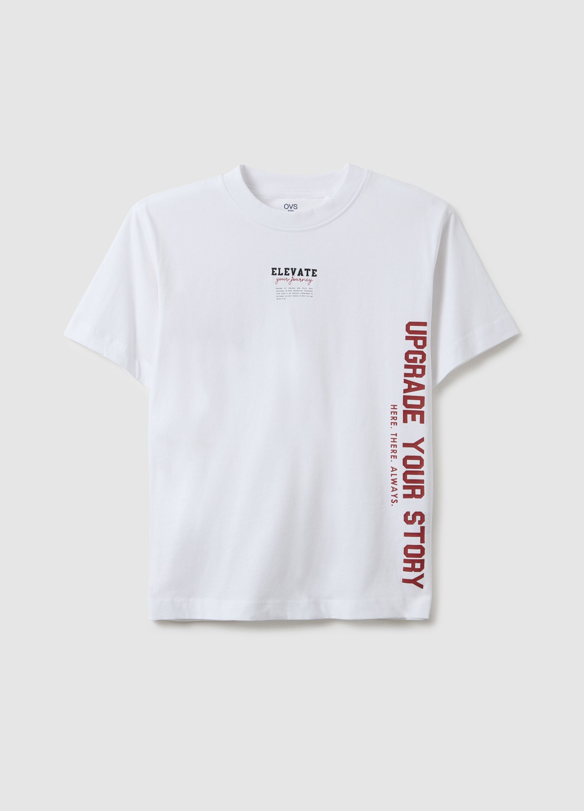 Teen boys' white pure cotton T-shirt in relaxed fit with print