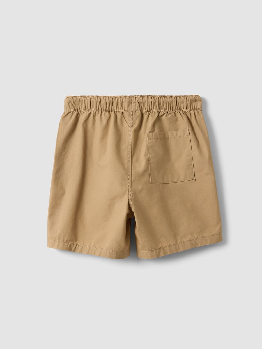 Shorts in puro cotone beige da bimbo regular fit con coulisse_1