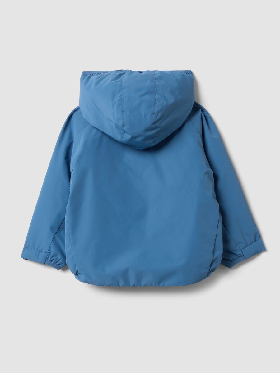 Giacca idrorepellente blu con cappuccio e zip regular fit per bimbo_1