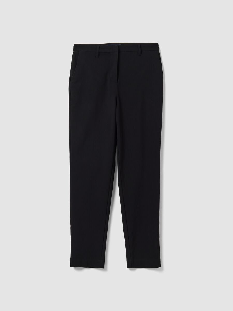 Black stretch viscose slim-fit chino trousers_4