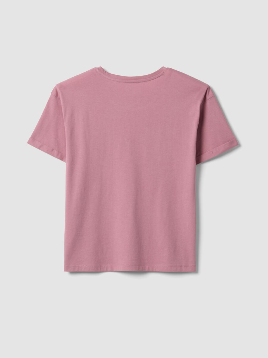 Pink organic cotton pyjama T-shirt with front slogan_5