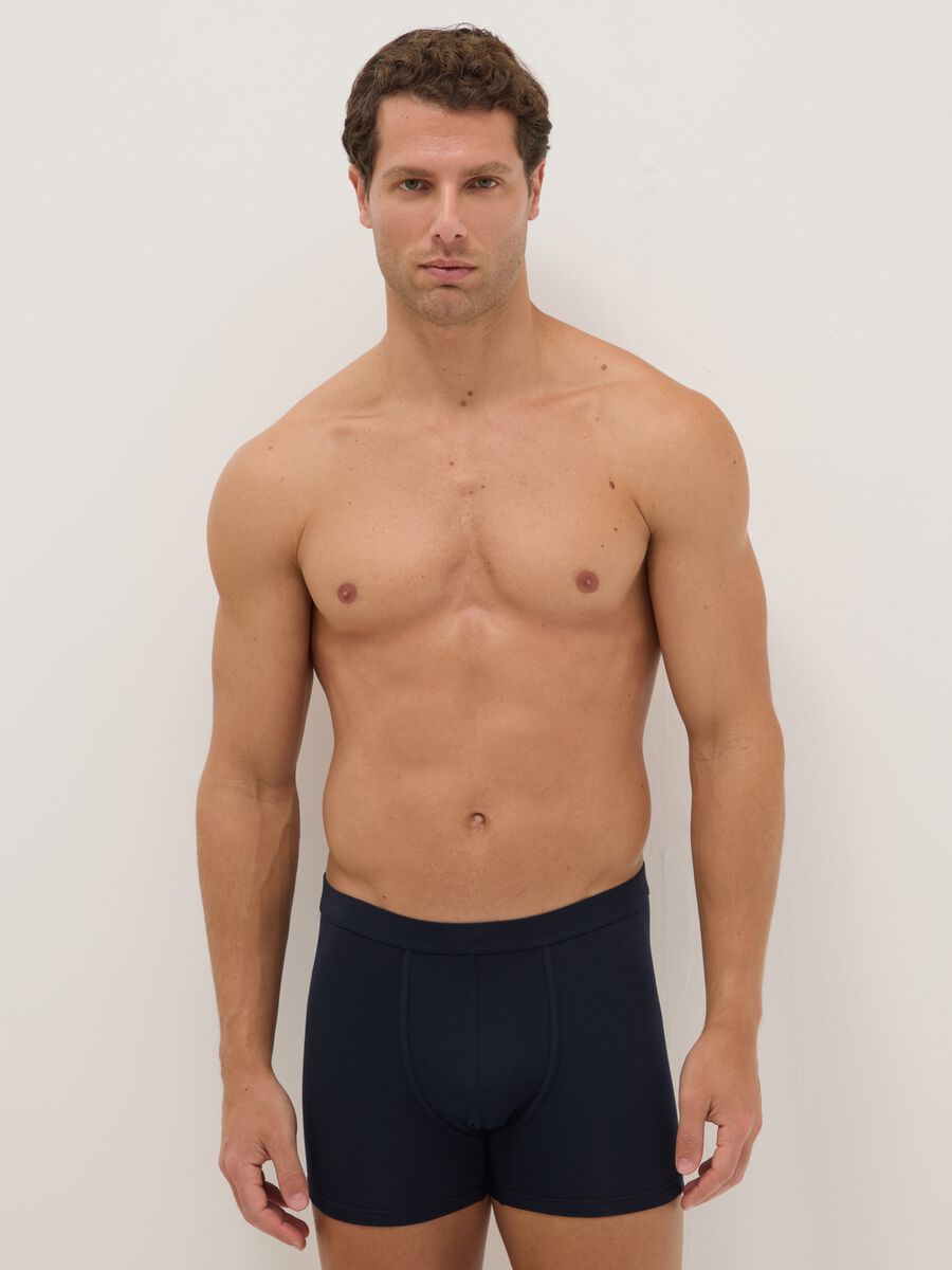 Blue midi boxer briefs 2-pack in stretch Supima cotton, regular fit_0