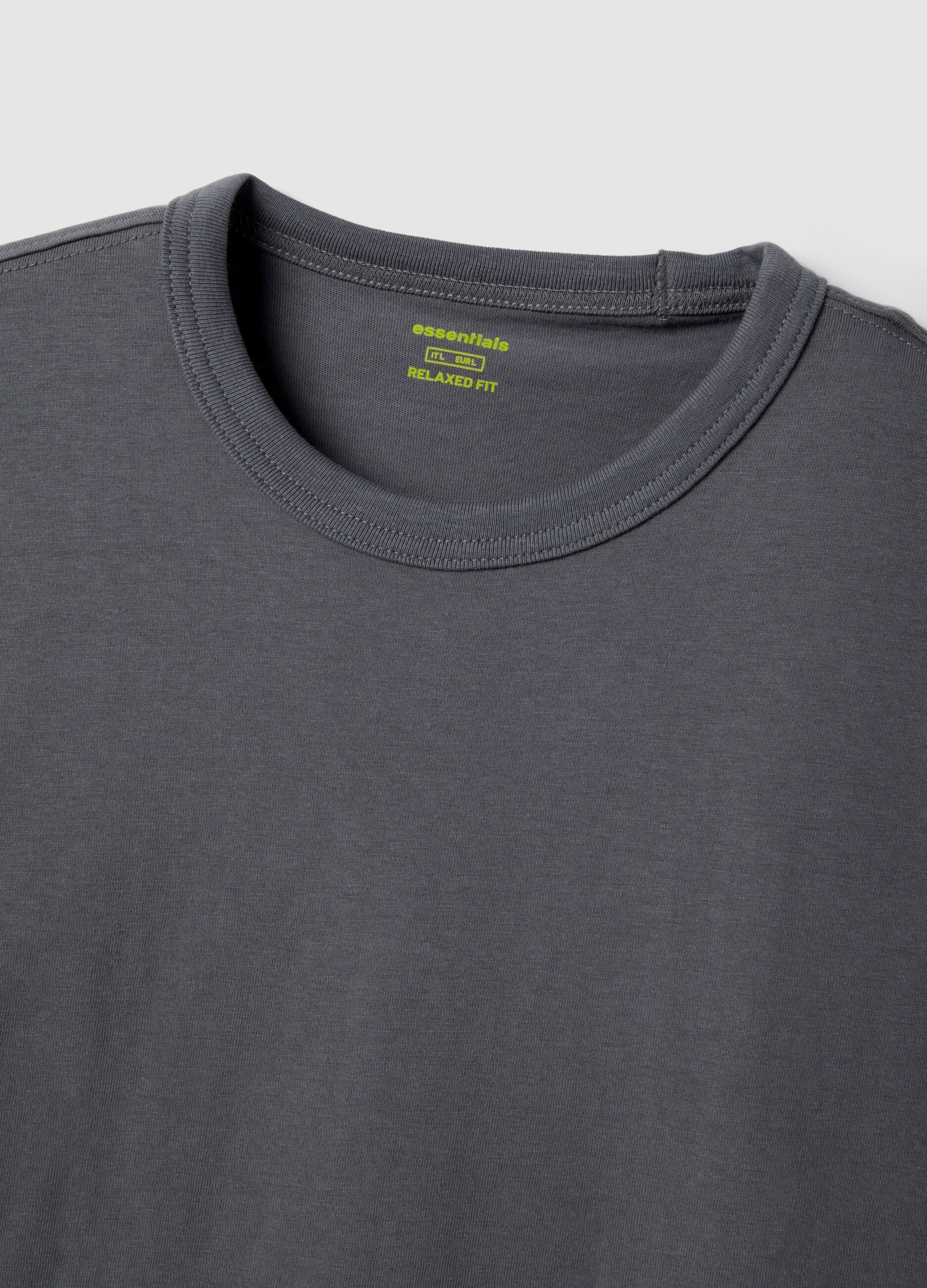 Grey crew neck T-shirt in pure cotton with relaxed fit
