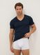 Blue pure cotton t-shirt regular fit with V-neck_0