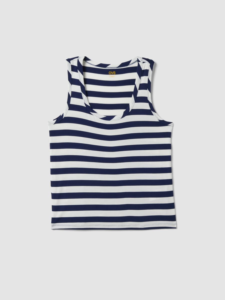 Multicolour striped regular-fit stretch viscose tank top_4