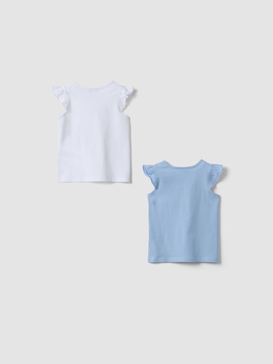 Bipack tank top multicolor in puro cotone da bimba con volant_1
