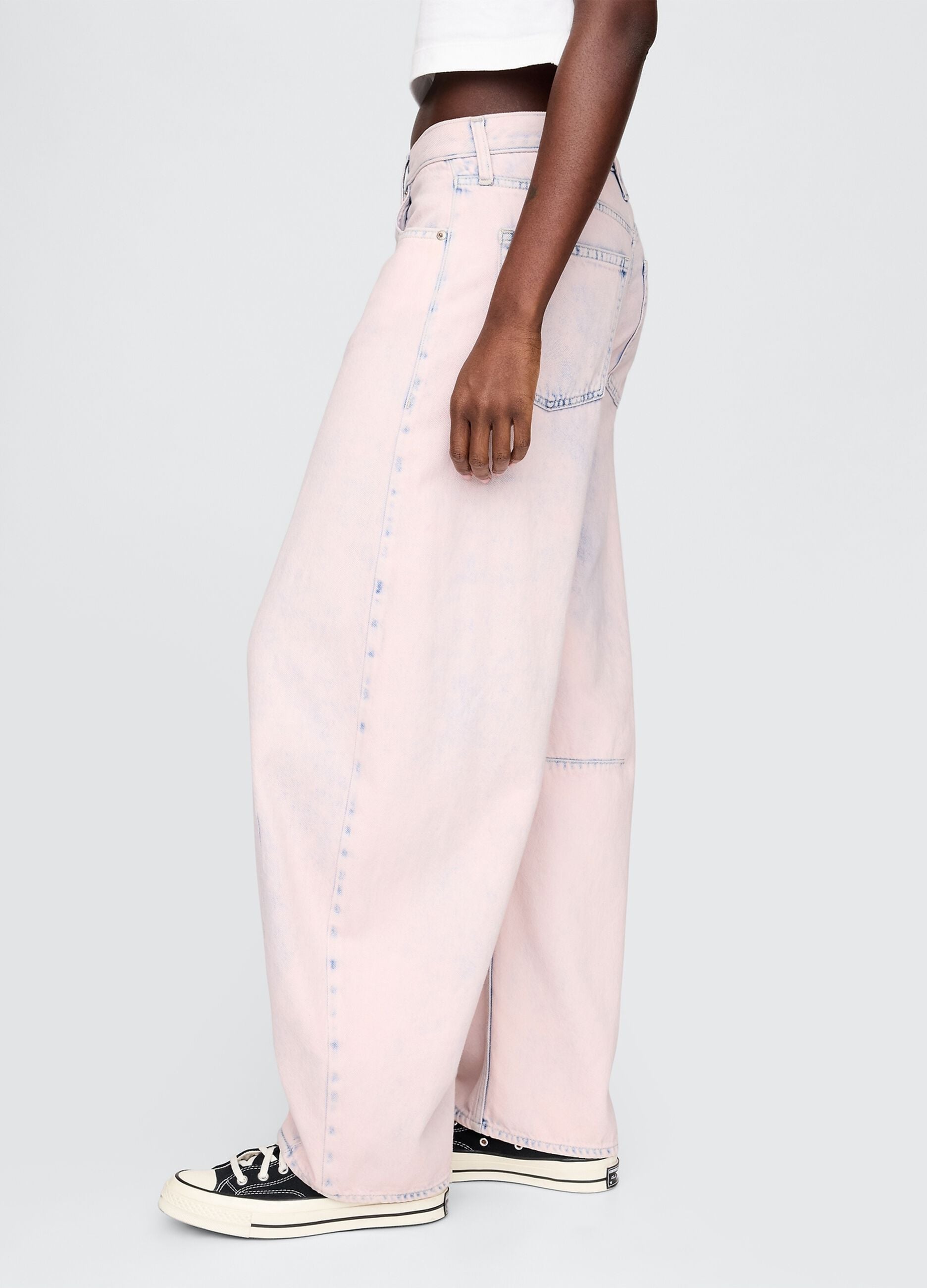 Pink denim trousers with regular fit