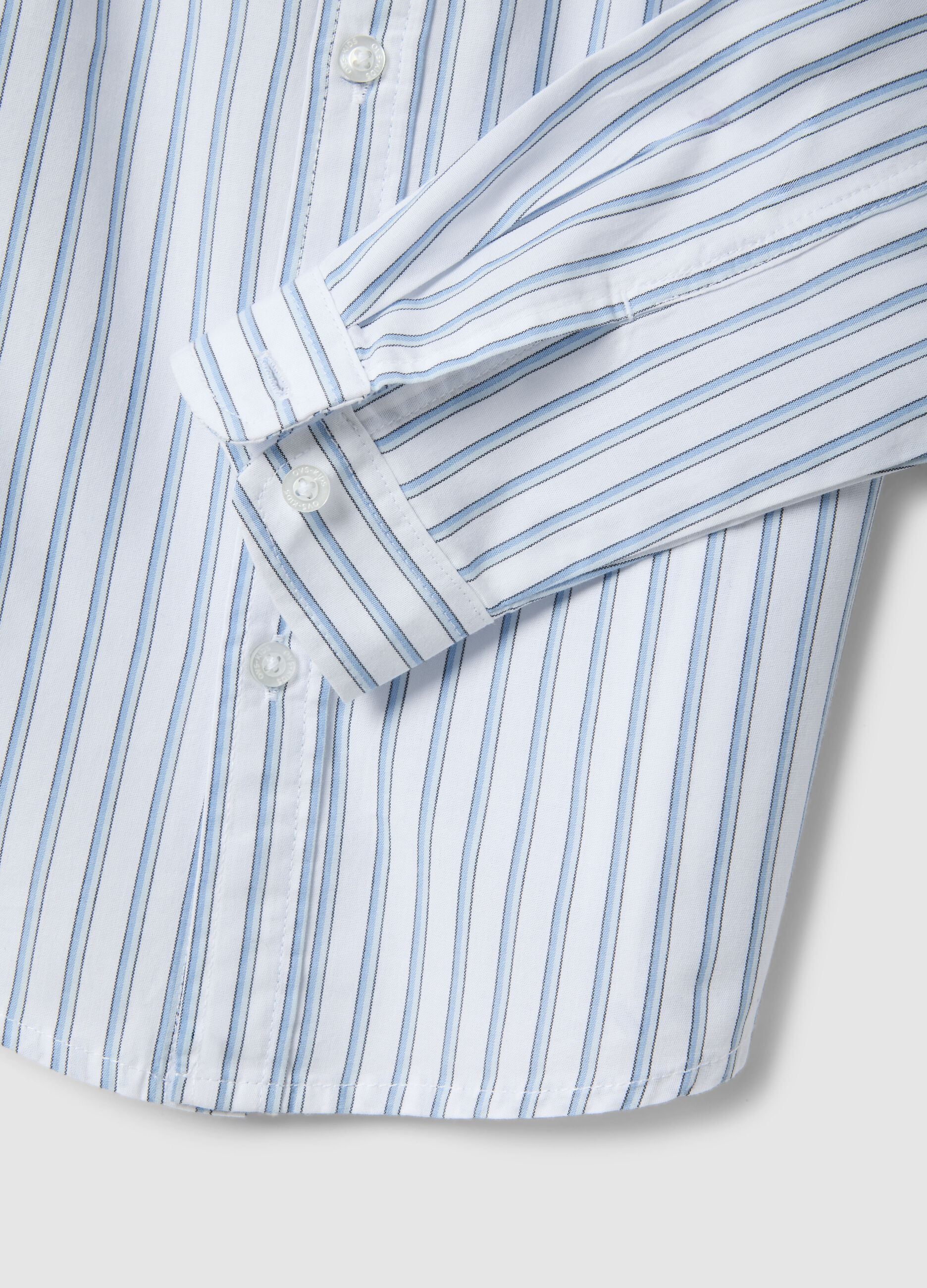 Boys' multicolour striped pure cotton shirt in regular fit