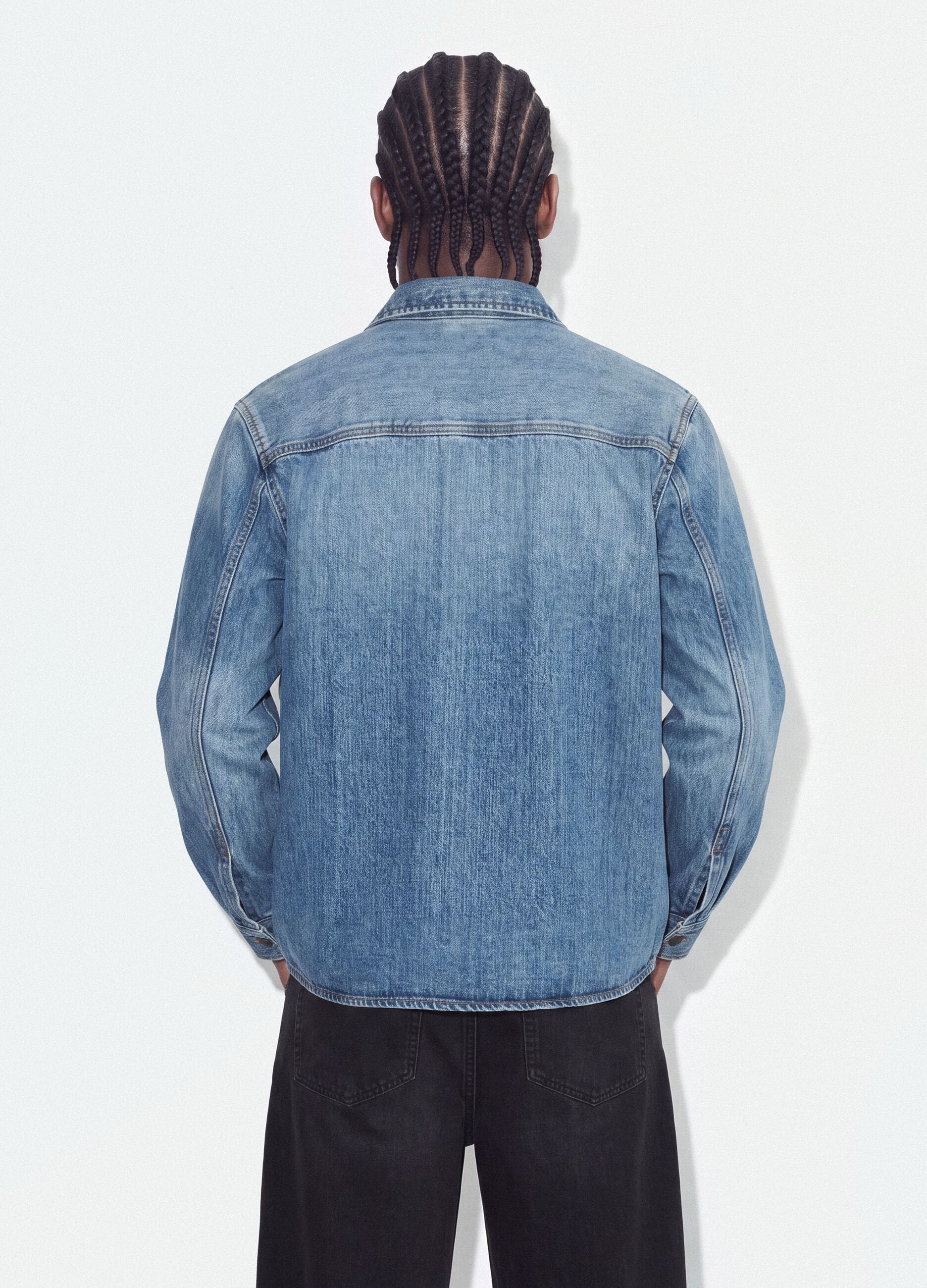 Blue denim shirt in pure cotton, regular fit