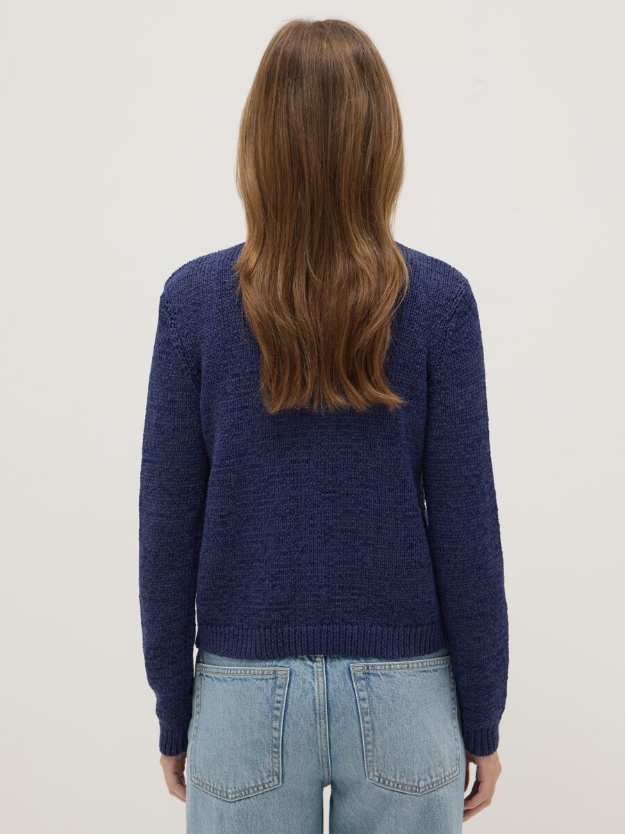 Blue cotton blend regular fit cardigan with buttons_2
