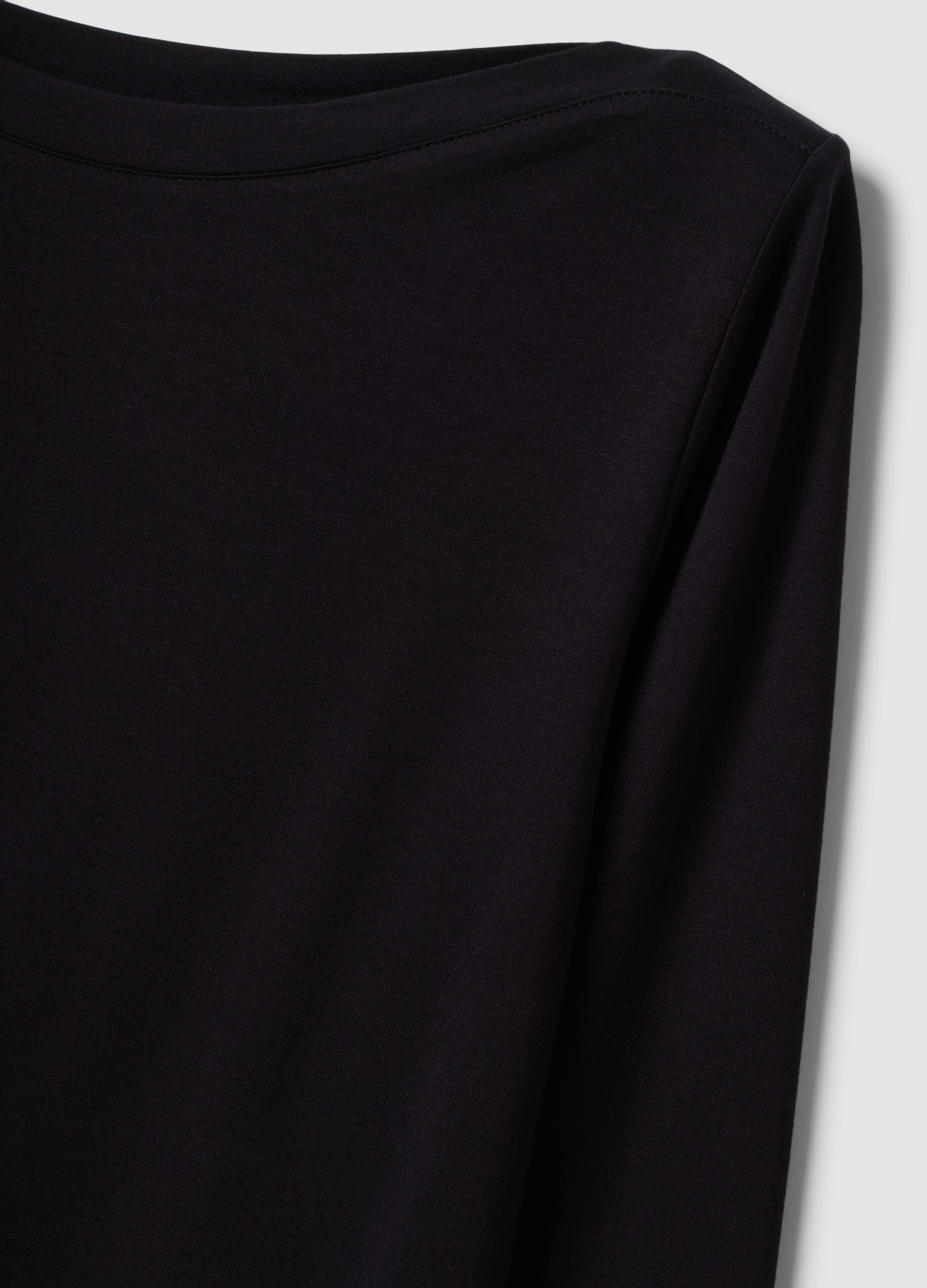 Black stretch viscose slim-fit T-shirt