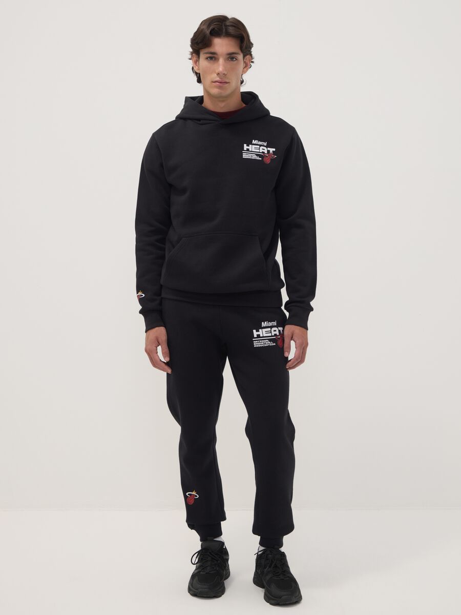 Black cotton-blend hoodie with Miami Heat print_2