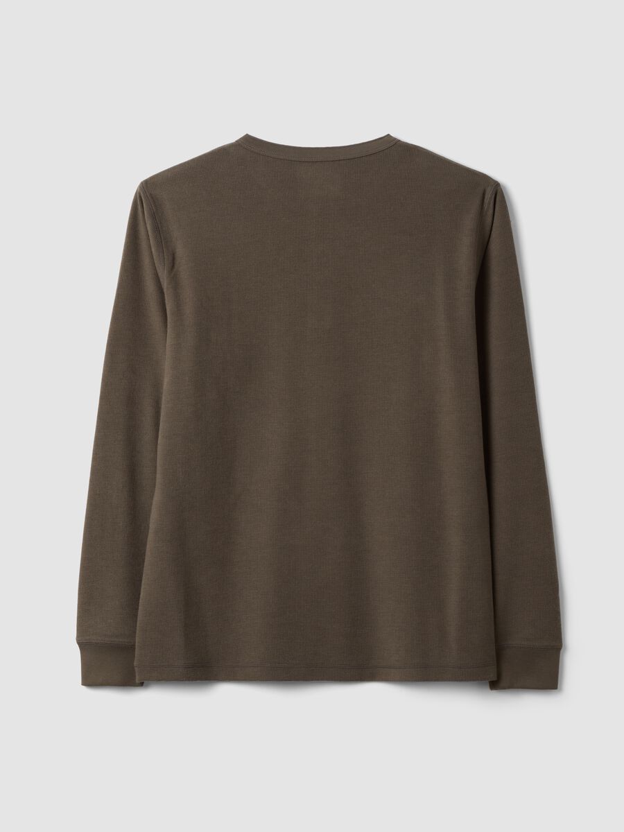 Brown honeycomb viscose-blend regular-fit T-shirt_2