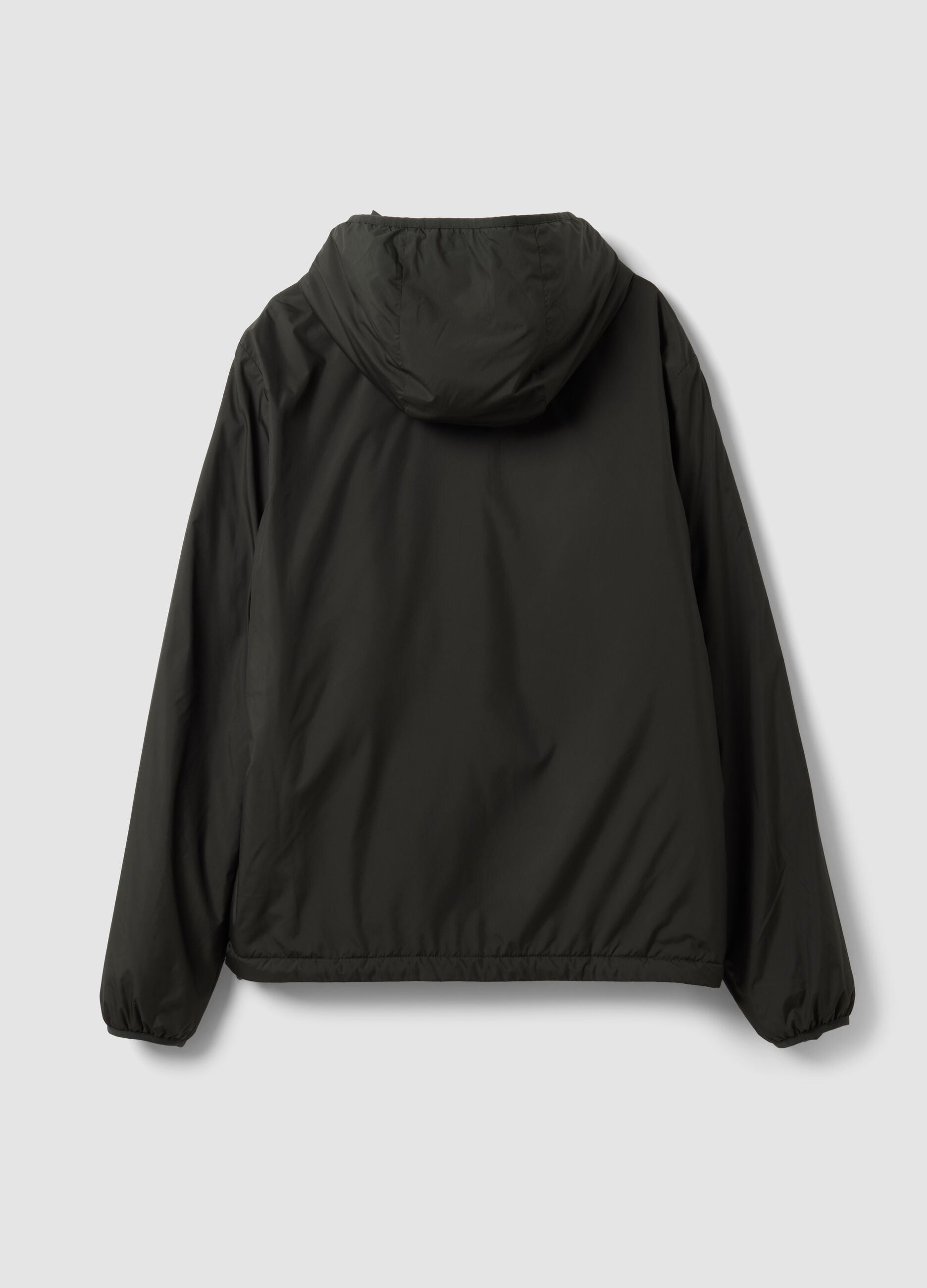 Military green hooded zip jacket