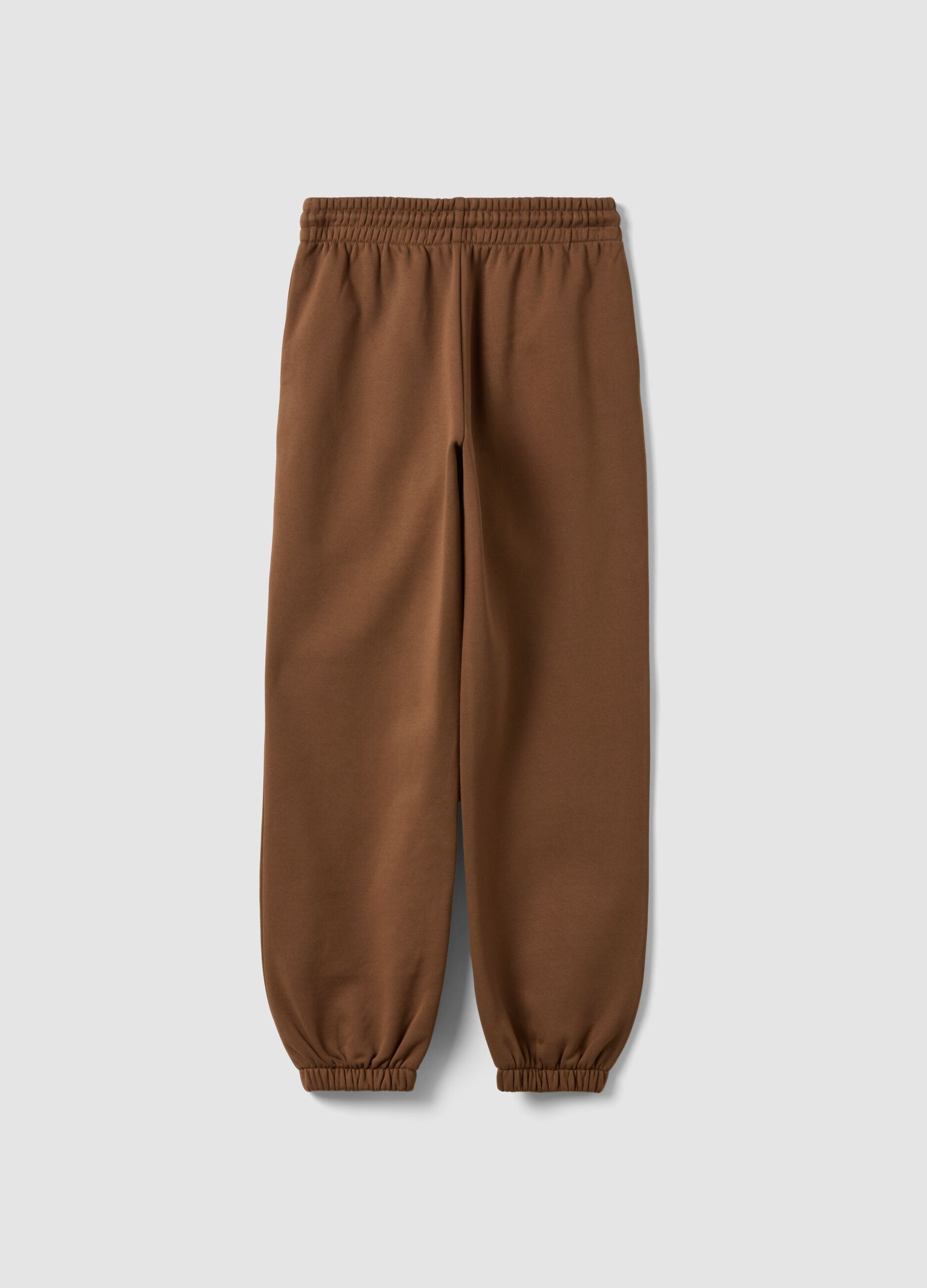 Brown cotton-blend joggers with elasticated waist, regular fit