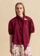 Red pure cotton regular-fit blouse with bow_0