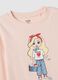 Pink pure cotton t-shirt for girls regular fit with print_2