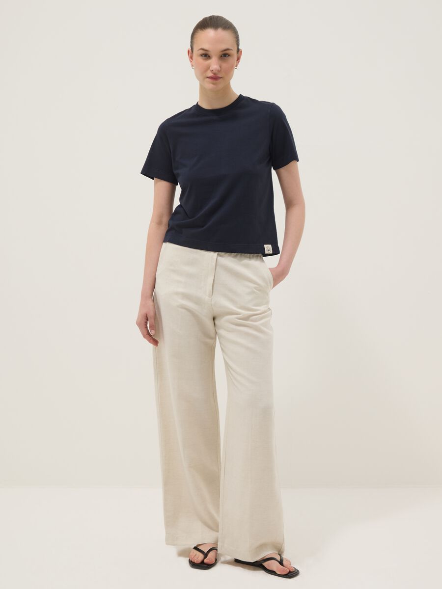 Blue short-sleeve pure cotton regular fit T-shirt_2