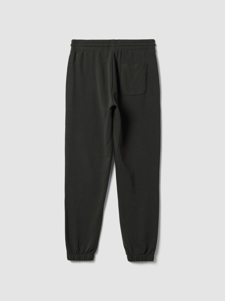 Dark grey cotton-blend jogger trousers, regular fit_1