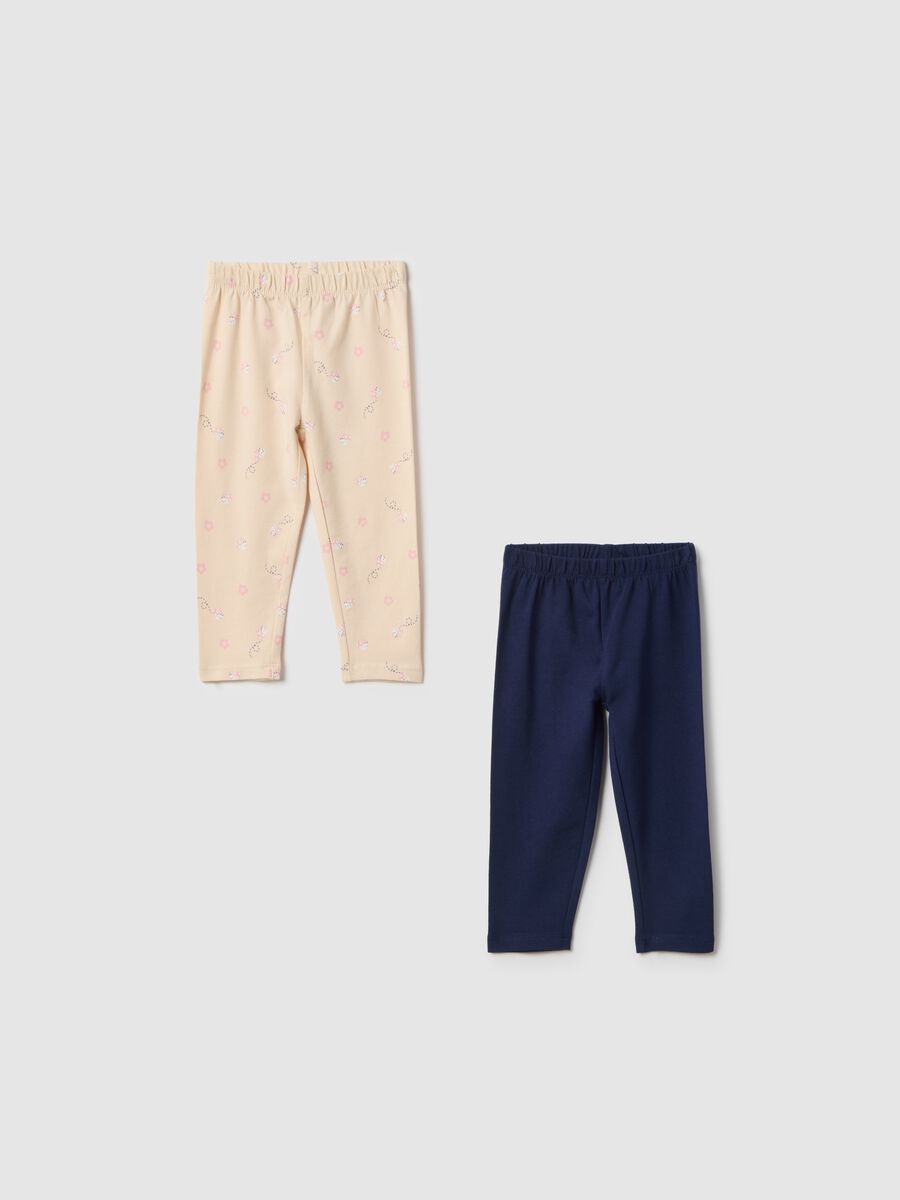 Bipack leggings in cotone elasticizzato multicolor da bimba slim fit_0