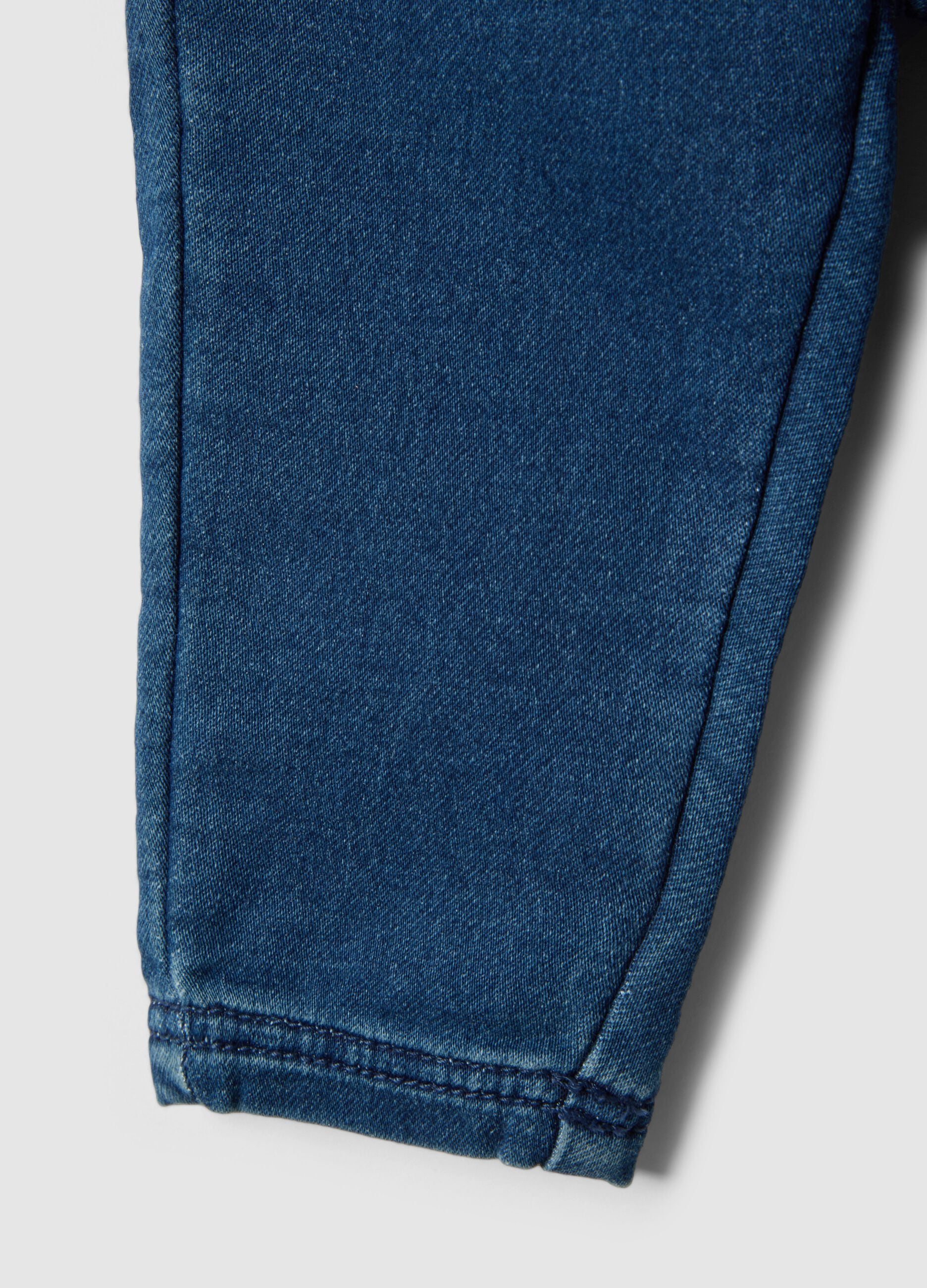 Newborn regular fit blue elasticated cotton blend trousers