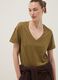 Green pure cotton V-neck relaxed fit T-shirt_0