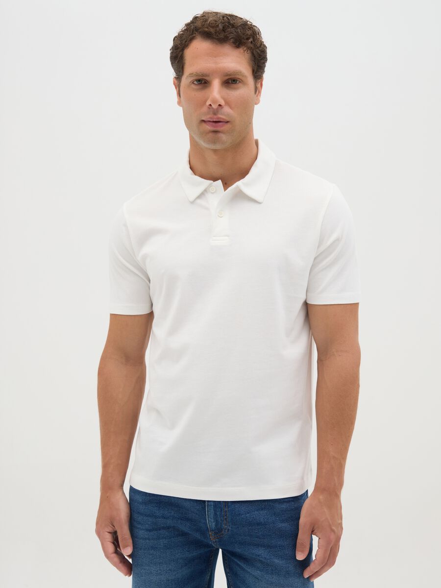 Men&rsquo;s white polo shirt in 100% cotton with regular fit_0