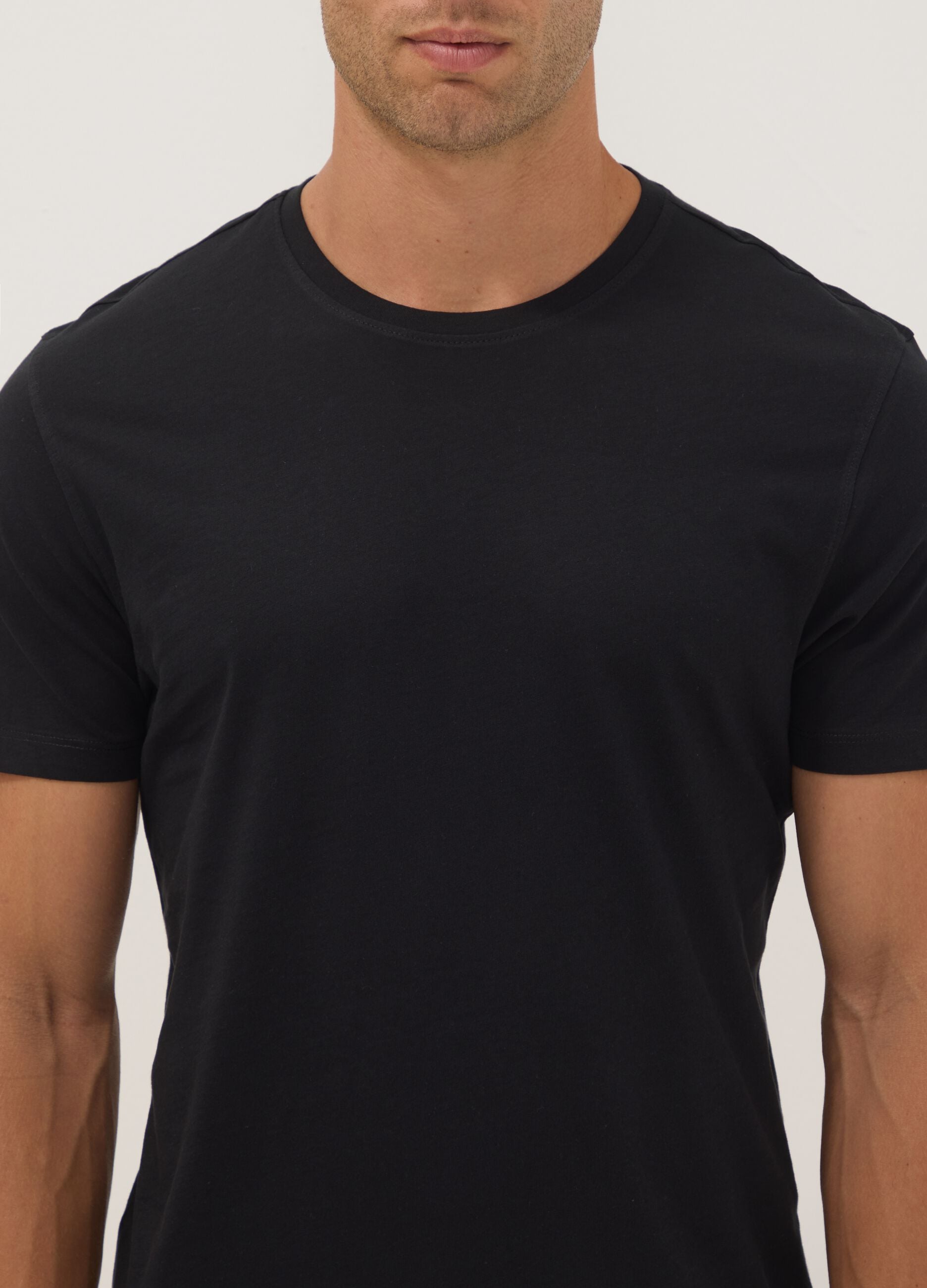 Two-pack of black crew-neck T-shirts in pure extra-fine cotton