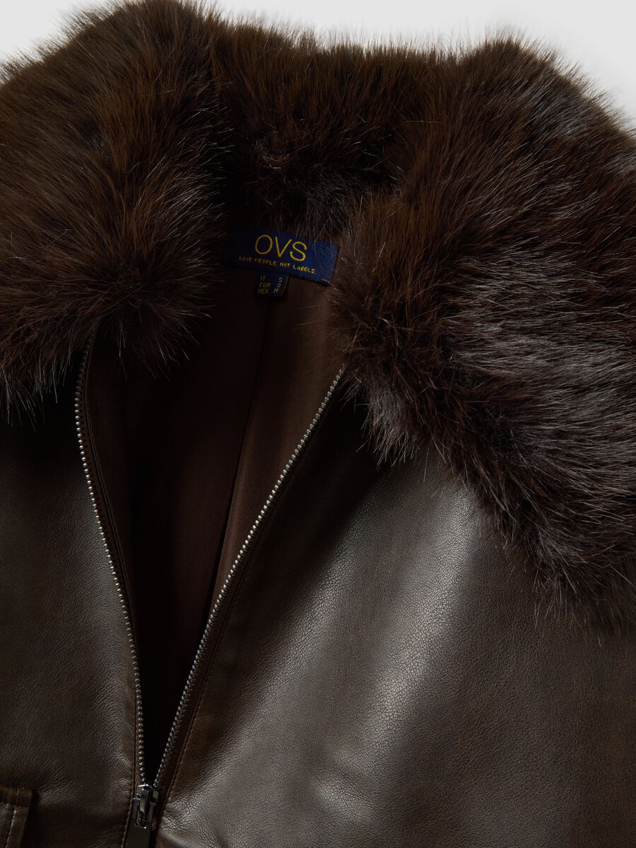Brown viscose-blend parka with contrasting collar_5