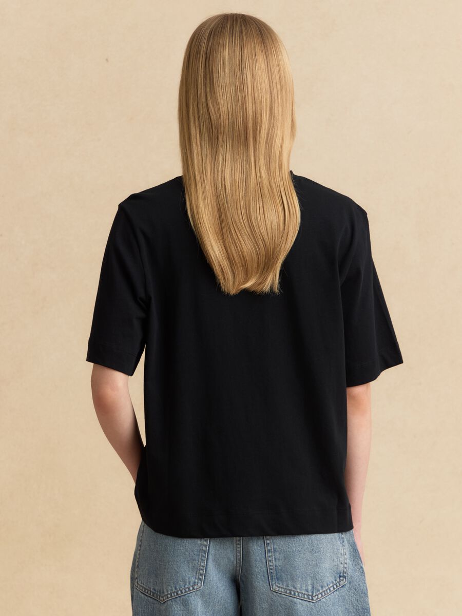 Black pure cotton short-sleeve T-shirt_3