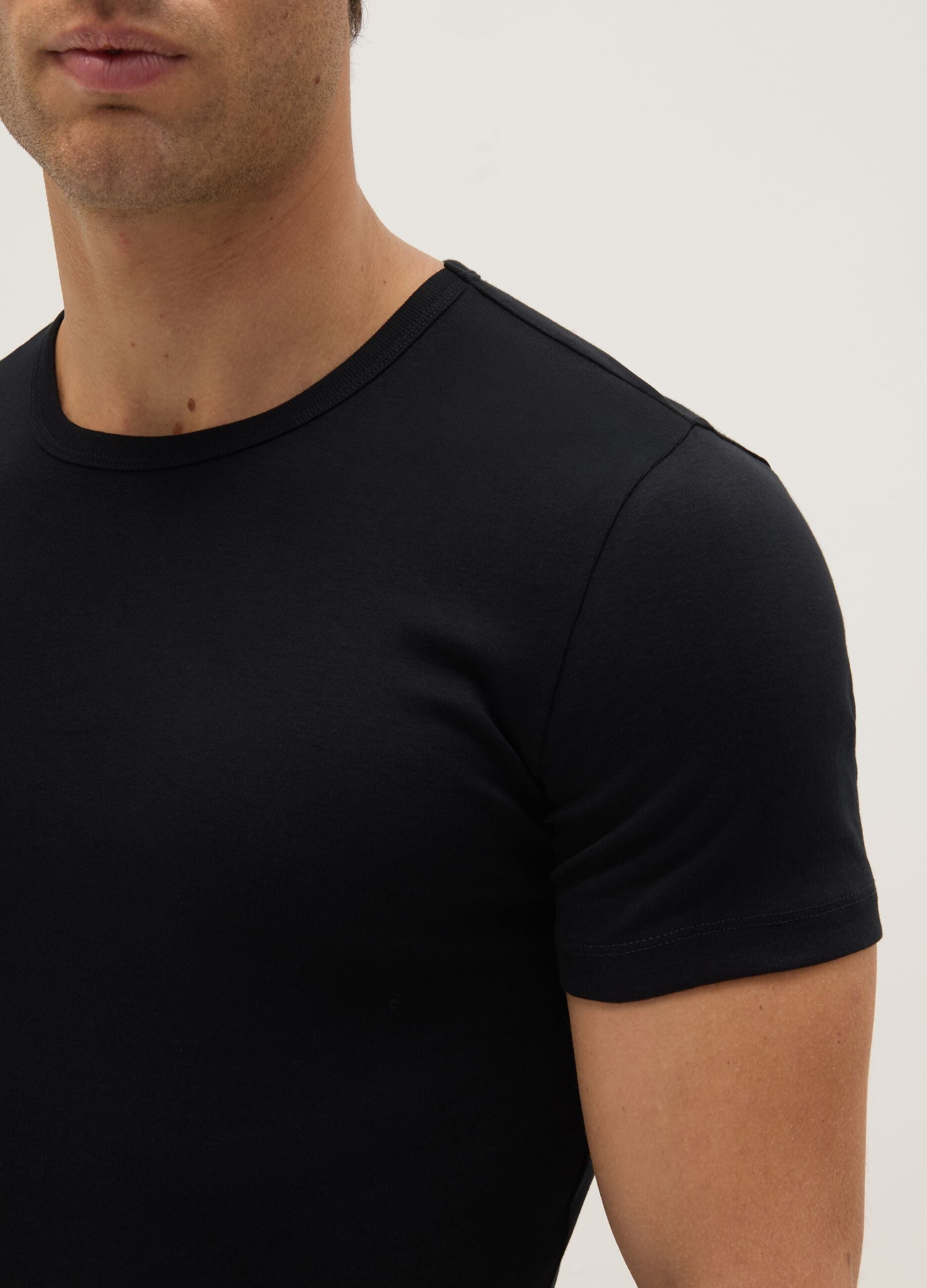 Two-Pack Black Organic Cotton Crew Neck T-shirts Regular Fit
