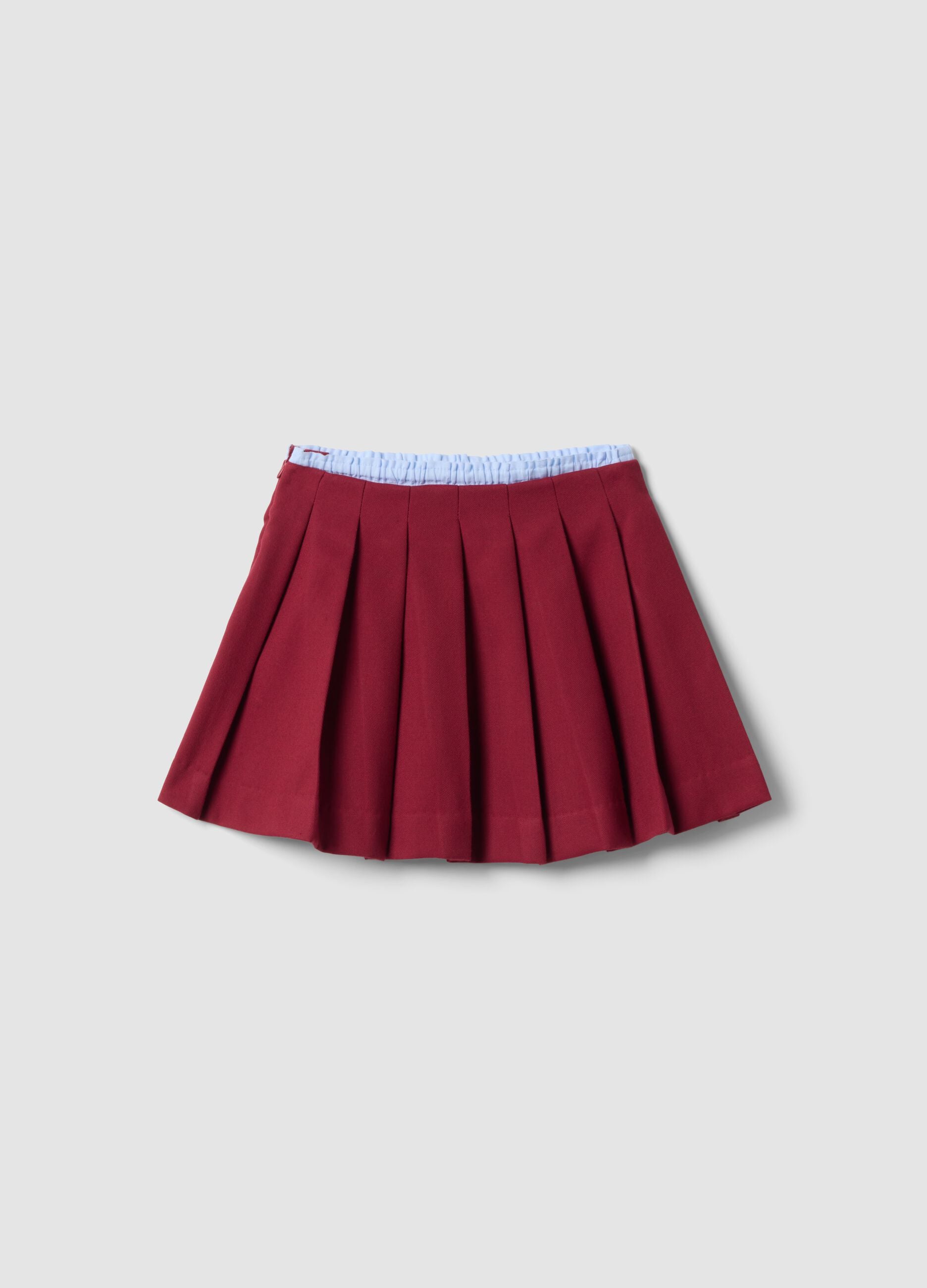 Girls&rsquo; red pleated skirt in stretch viscose