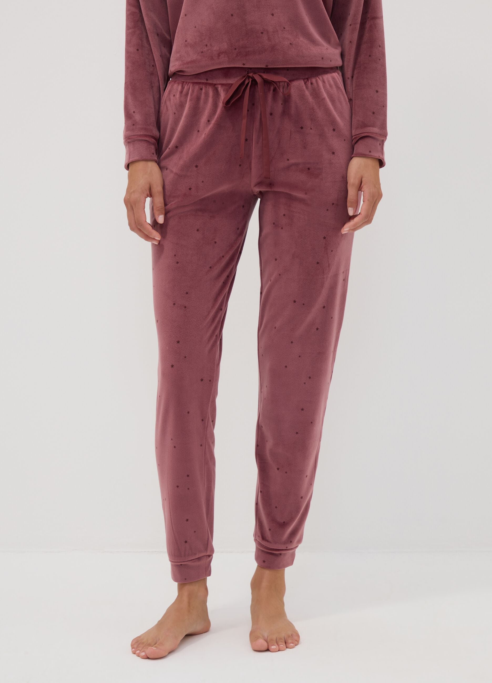 Pink star-print stretch pyjama trousers