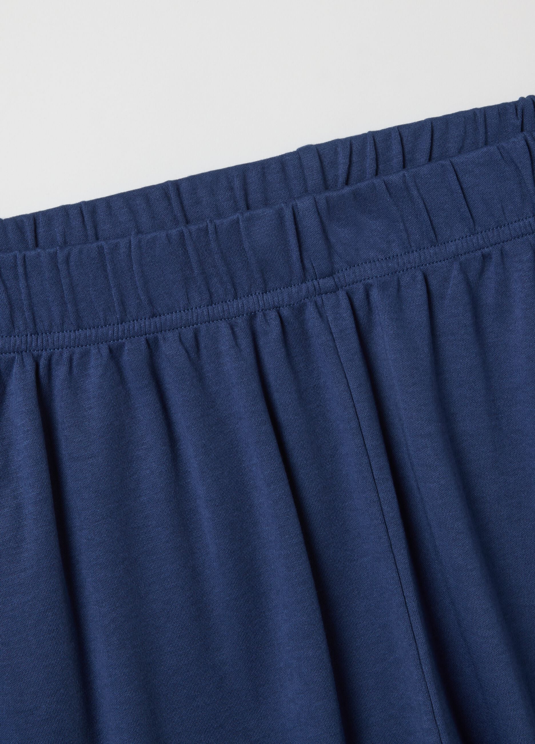 Blue crew neck long sleeve pyjamas in pure cotton regular fit