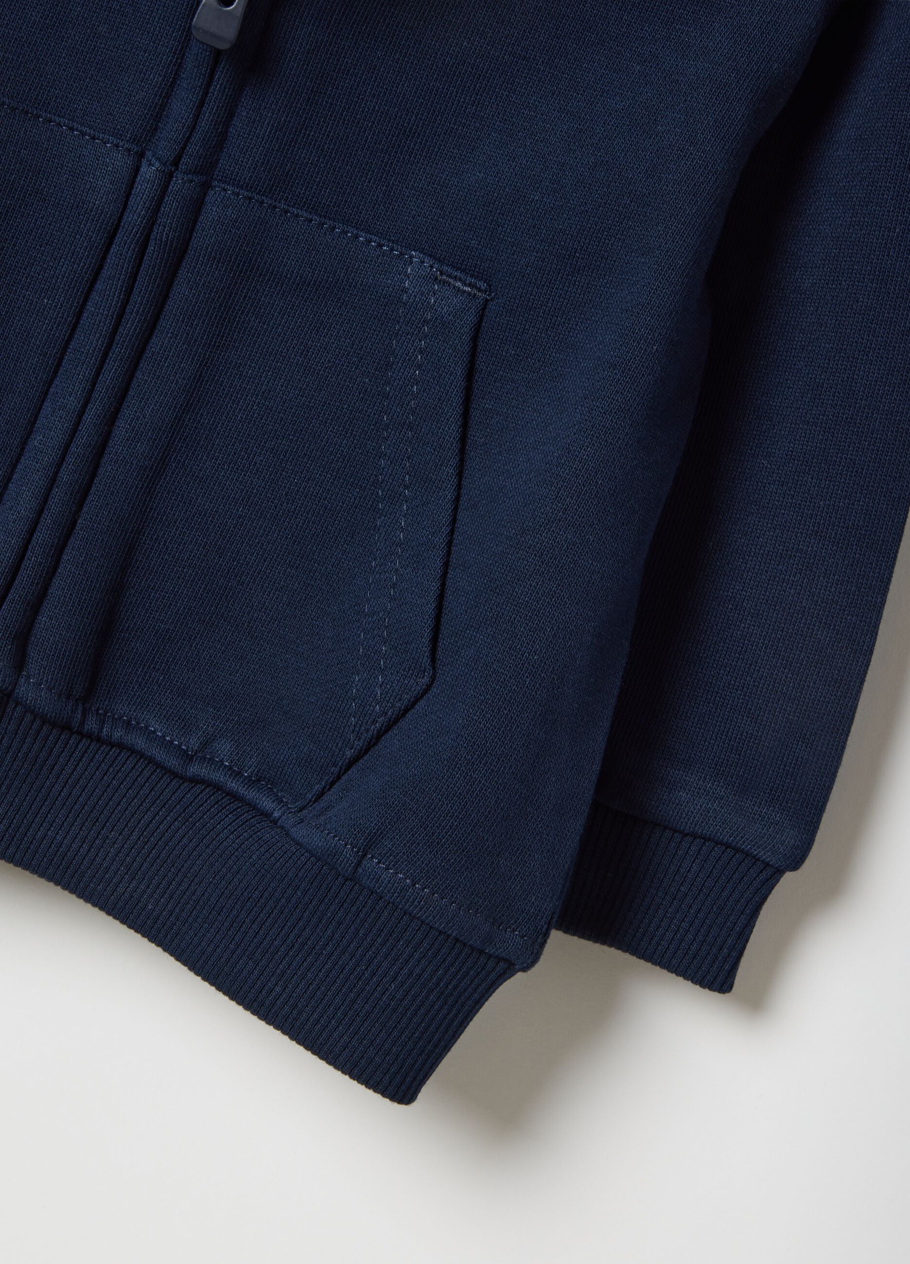 Blue pure cotton hoodie for kids with regular fit and zip