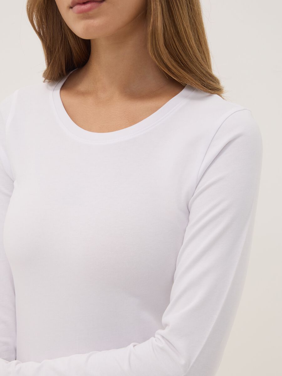 White stretch organic cotton crew-neck top_2