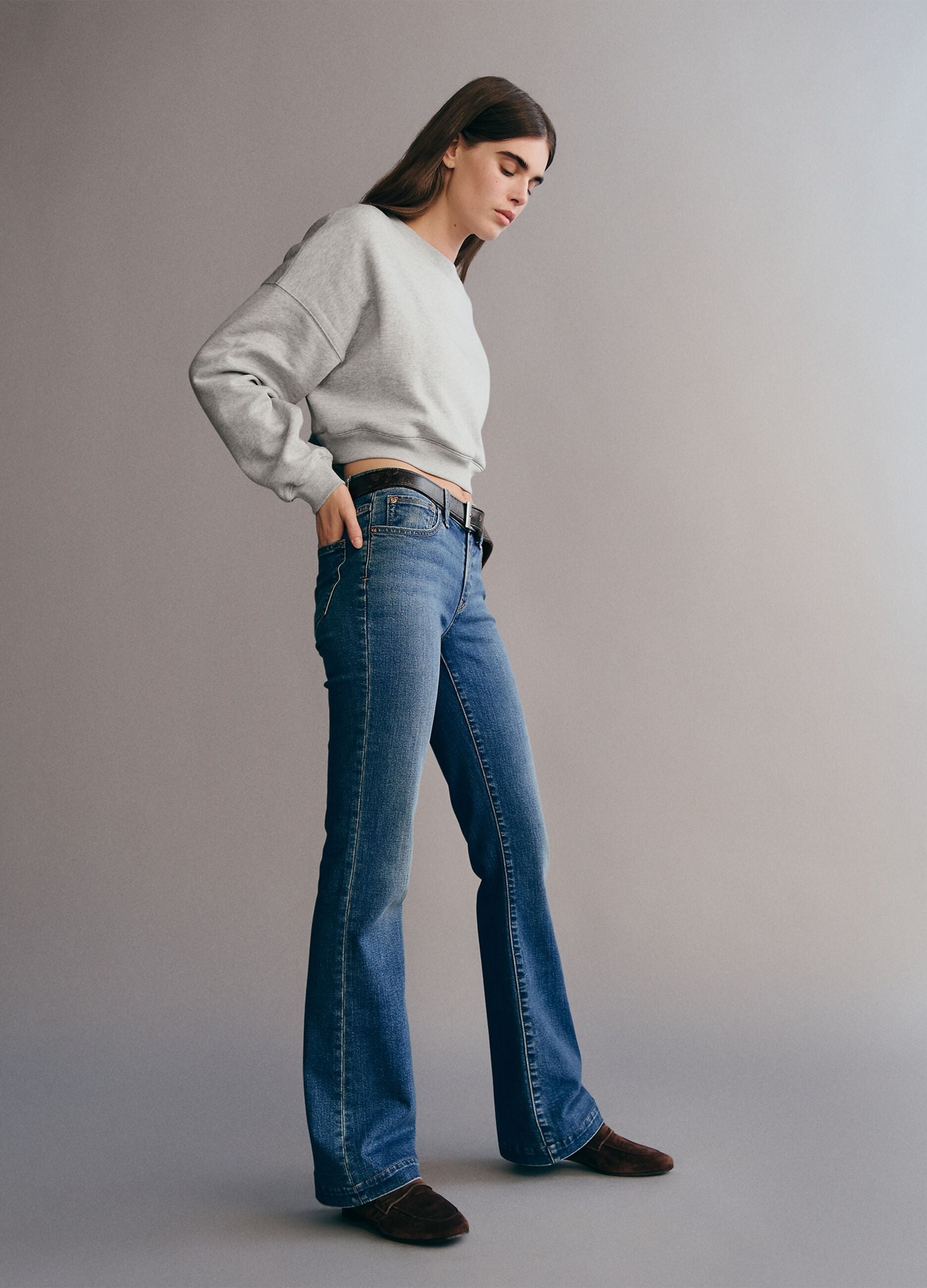 Jeans flare fit in misto cotone