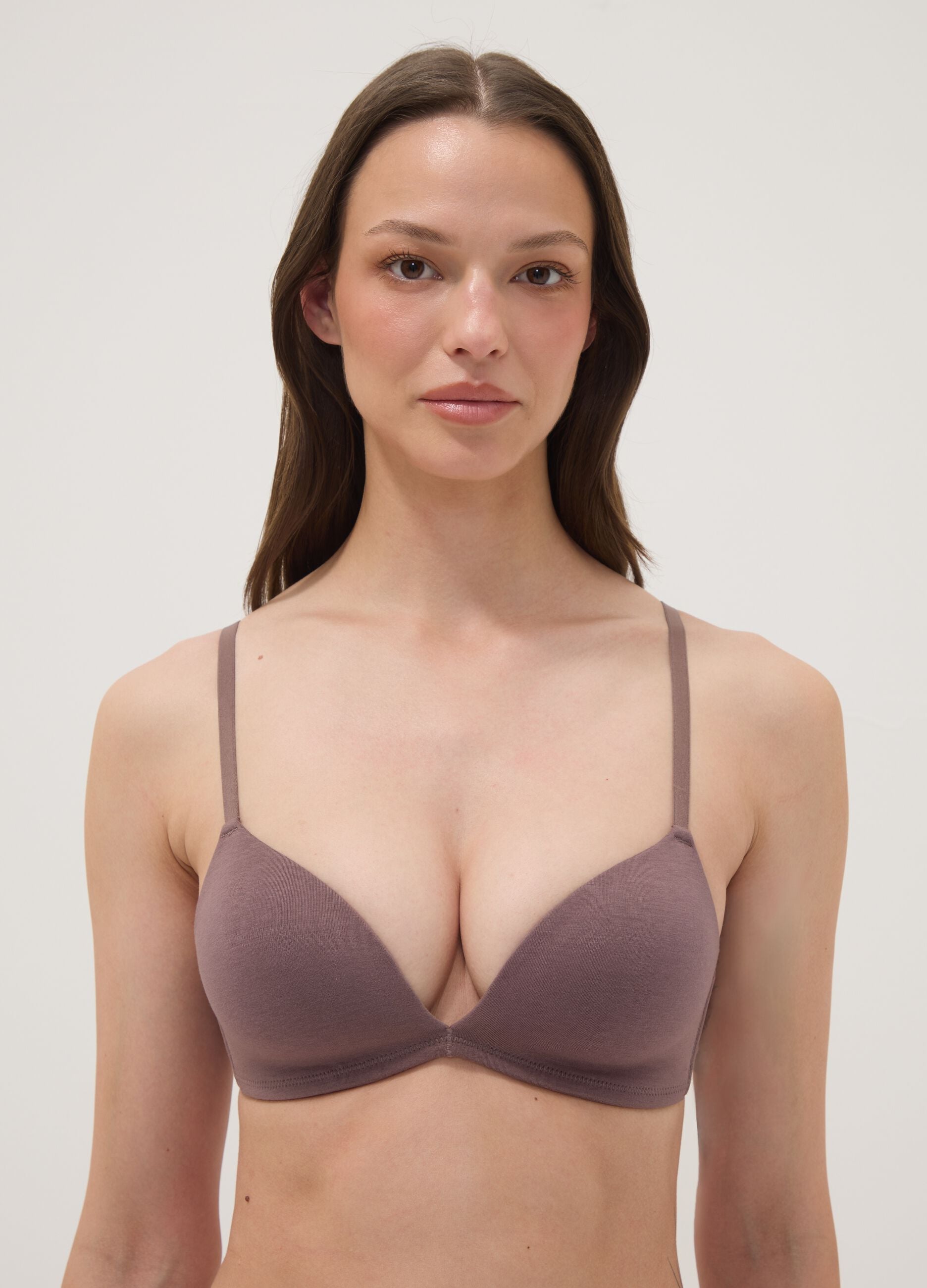 Grey padded organic cotton bra