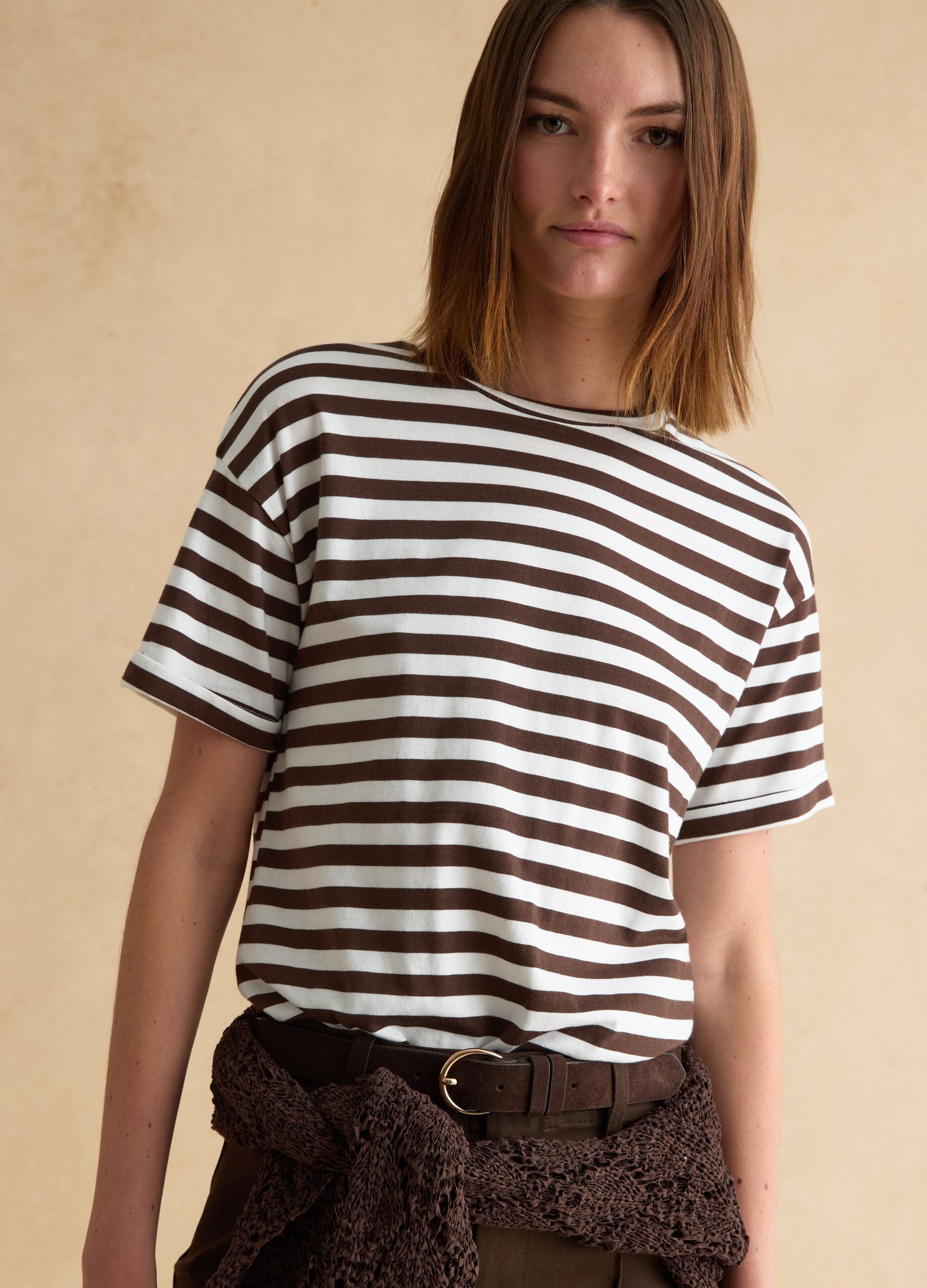 Regular fit multicolour striped cotton t-shirt
