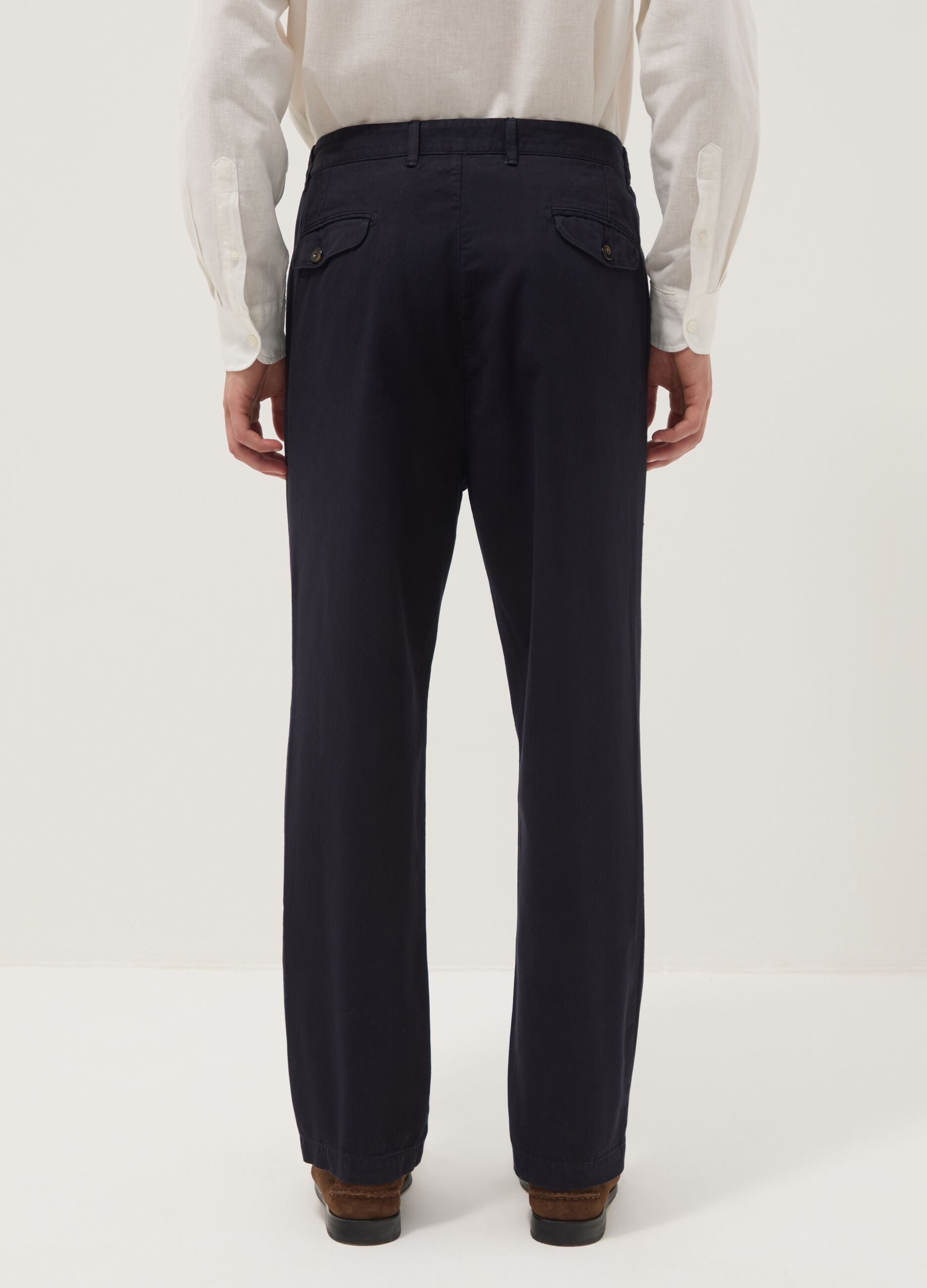 Black pure cotton carrot-fit chino trousers