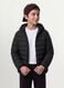 Black Ultralight padded hooded jacket with zip for boys_0