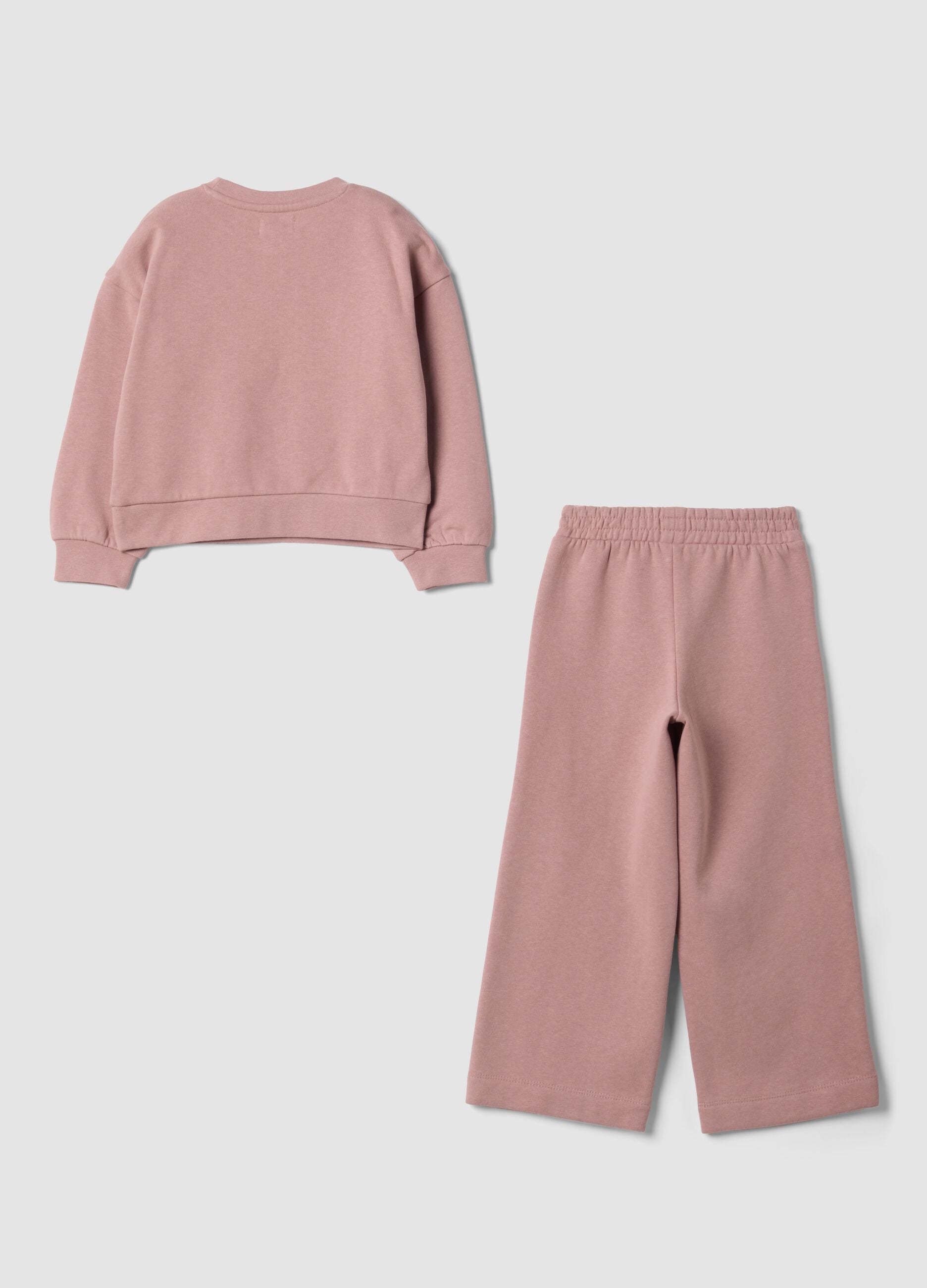 Pink cotton-blend tracksuit with ribbed collar