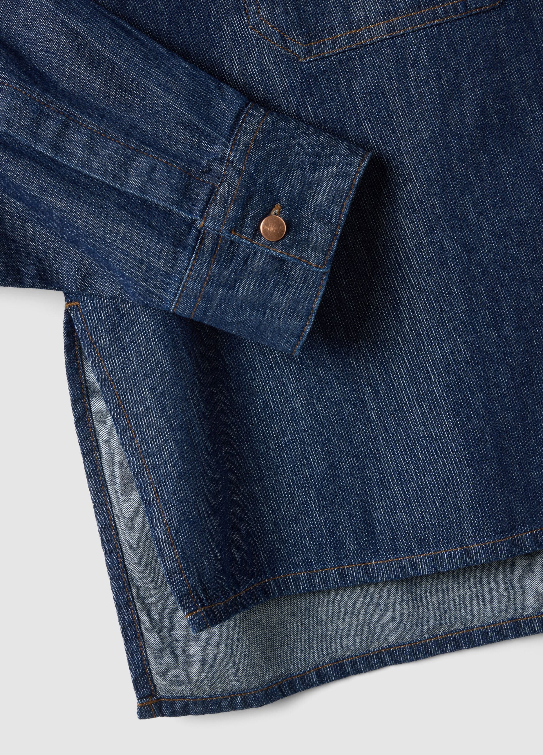 Regular fit blouse in pure blue denim cotton