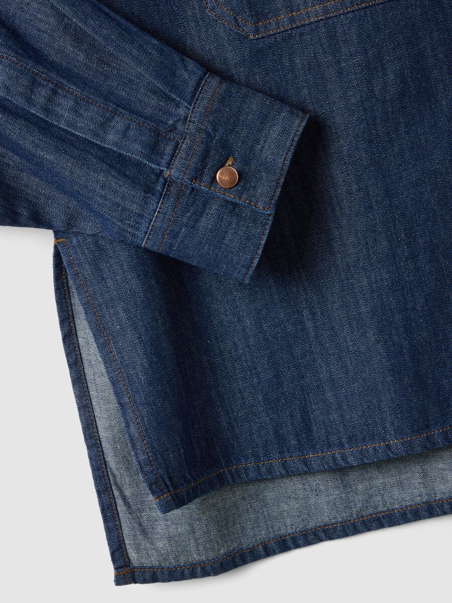Camicetta in puro cotone denim blu regular fit_5