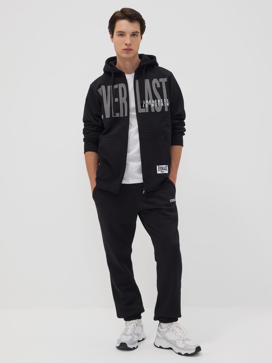 Black cotton-blend zip-up hoodie_1