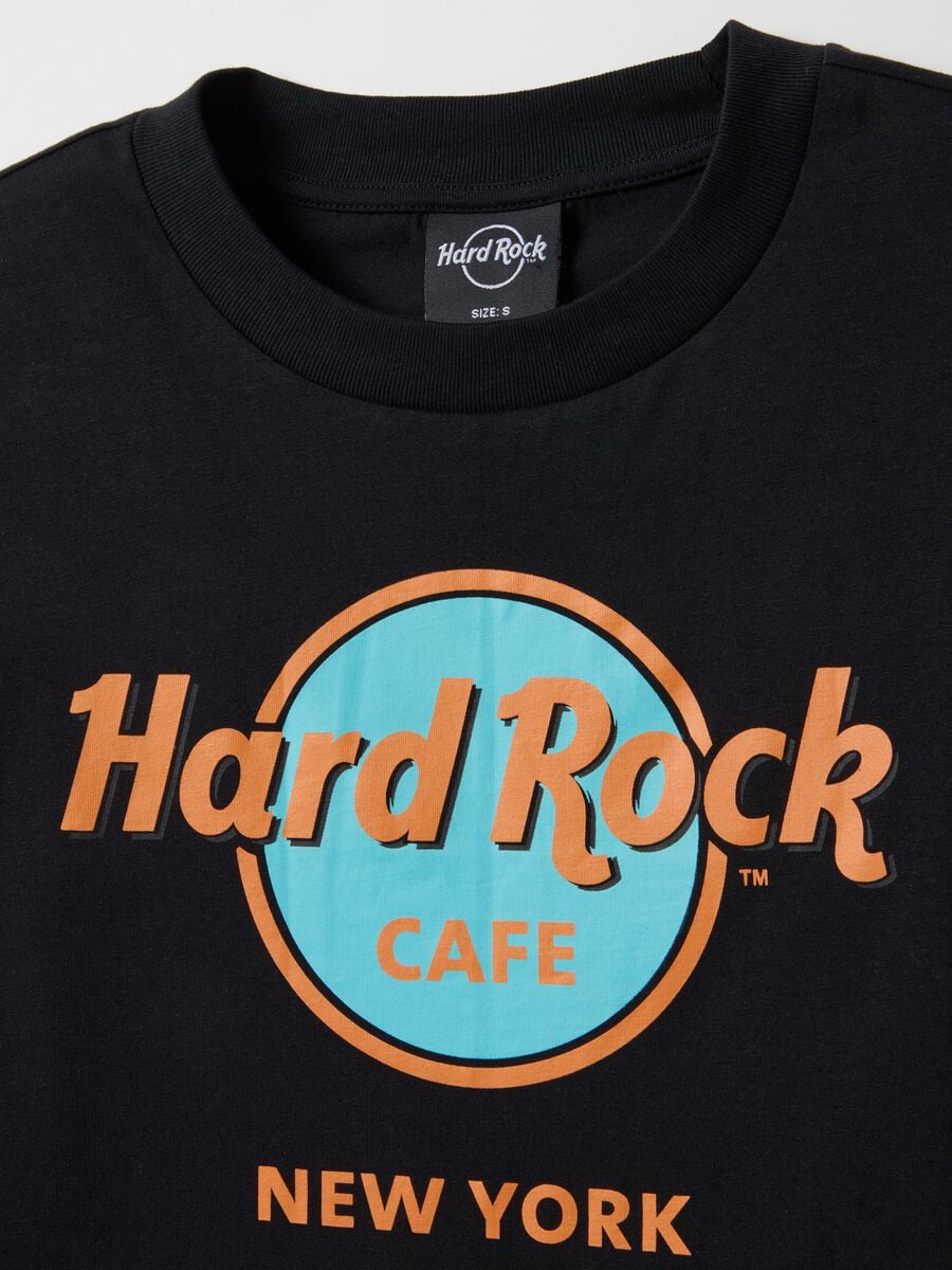 Black pure cotton regular fit T-shirt with Hard Rock Cafe logo_5