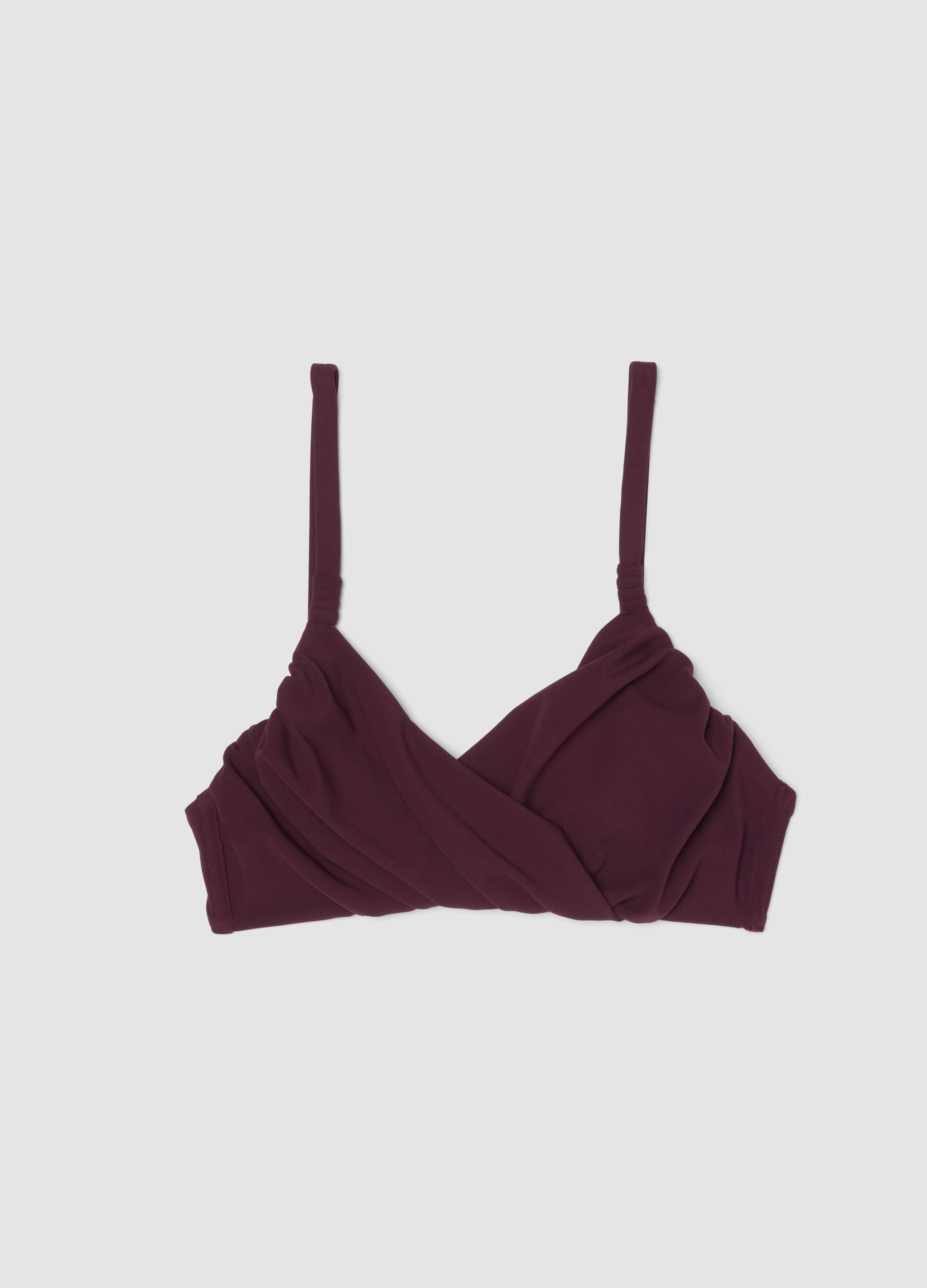 Purple shaping bikini top in stretchy fabric