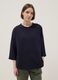 Blue Stretch Cotton Blend Regular Fit T-shirt_0