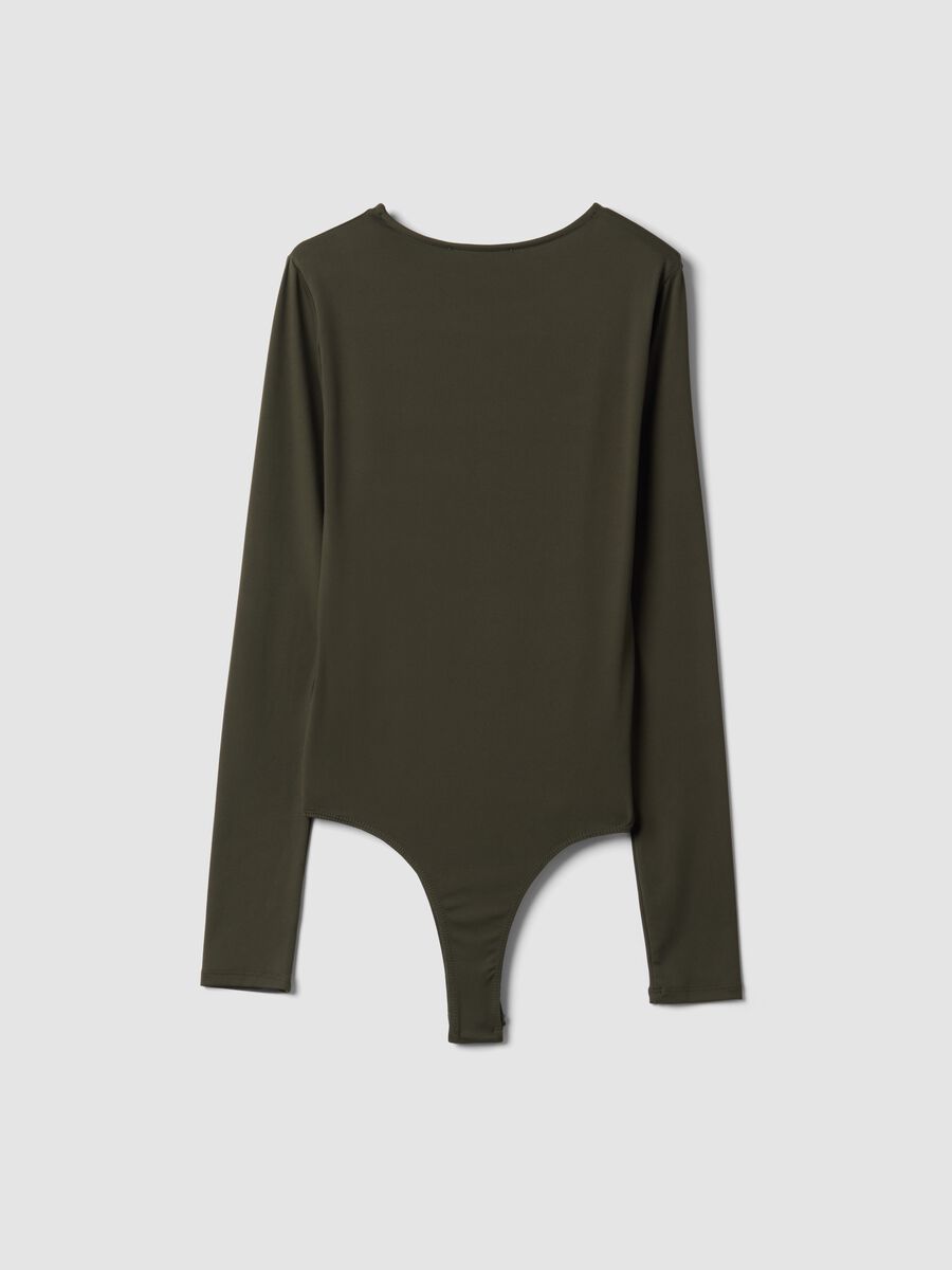 Body verde in tessuto elasticizzato con girocollo fitted_2